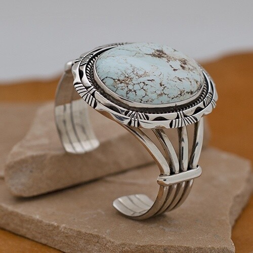Large oval Dry Creek Turquoise bracelet- ANA 1422
