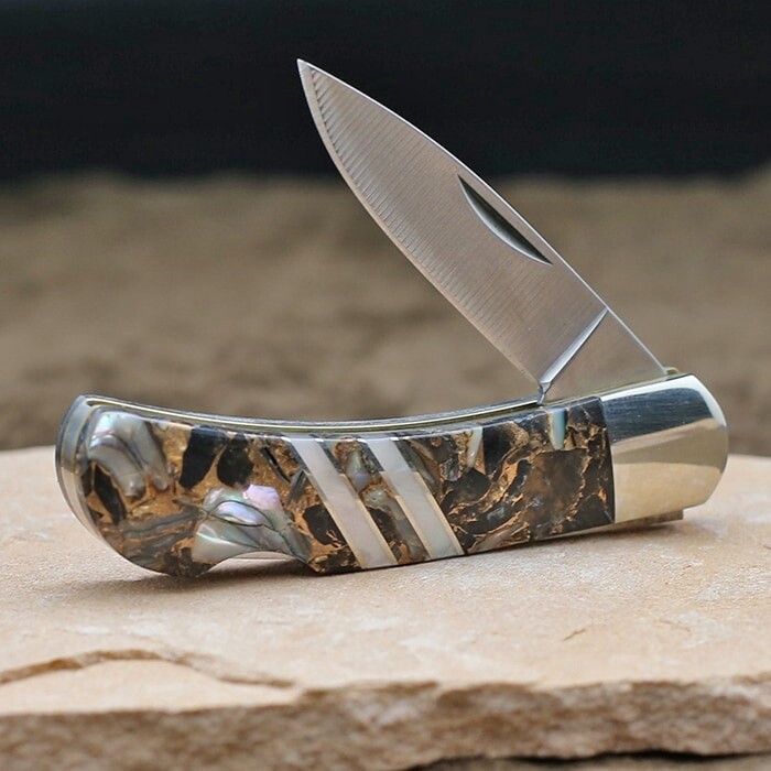 Gold composite inlay pocket knife