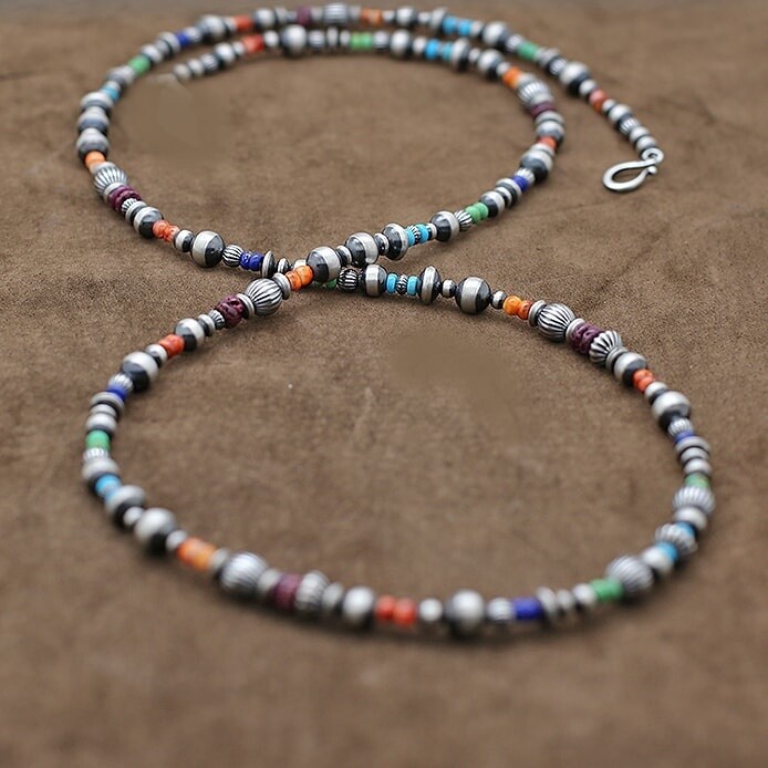 60" Navajo Pearl multi color necklace