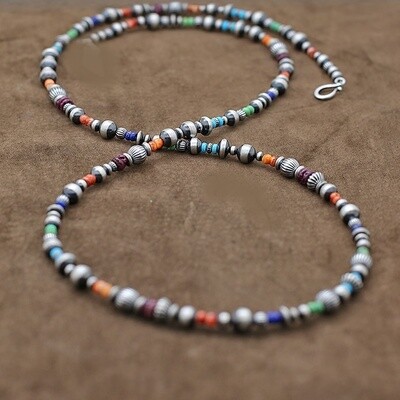 60" Navajo Pearl multi color necklace