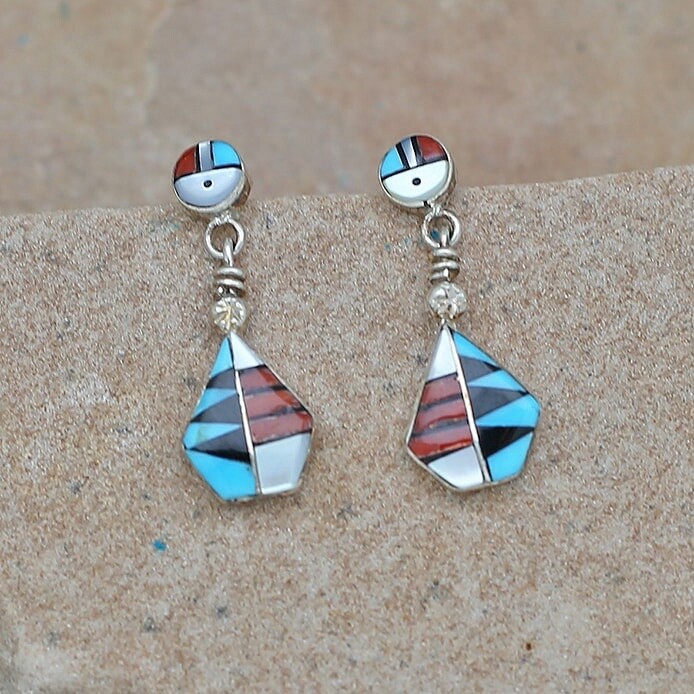 Dangle Zuni Sun Face earrings