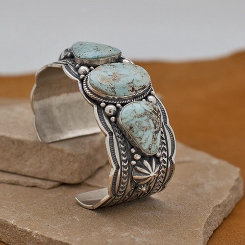 3-stone Dry Creek Turquoise cuff bracelet- BC 1362