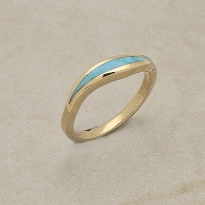 Sleeping Beauty turquoise 14kt gold "Wave" ring