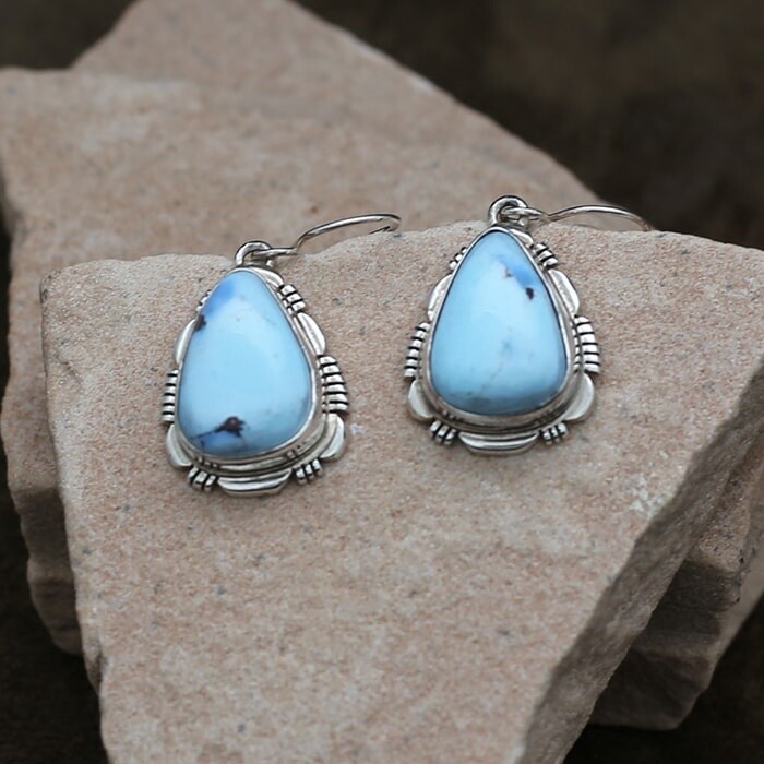 Tear drop shape Golden Hills turquoise earrings- ANA 1496