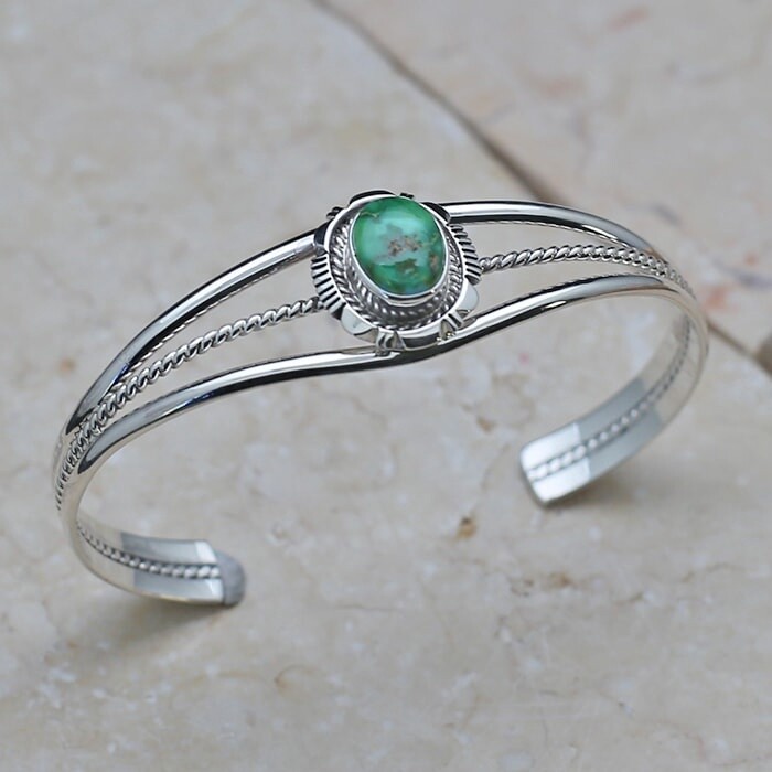 Single stone cuff bracelet with Sonoran Gold Turquoise-ANA 1506