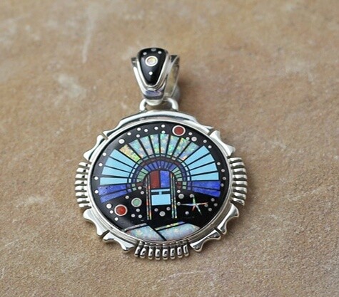 Micro inlay pendant by Clayton Tom