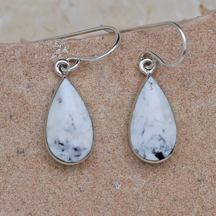 Small teardrop shaped dangle earring w/ White Buffalo-ANA 1516