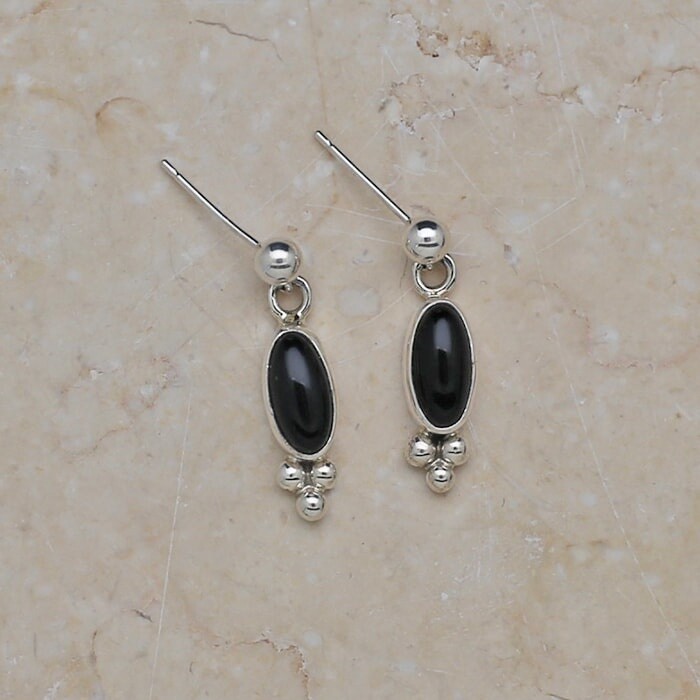 Small dangle black onyx earrings