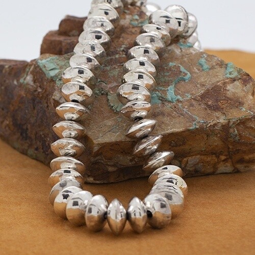 24&quot; saucer bead Sterling silver necklace
