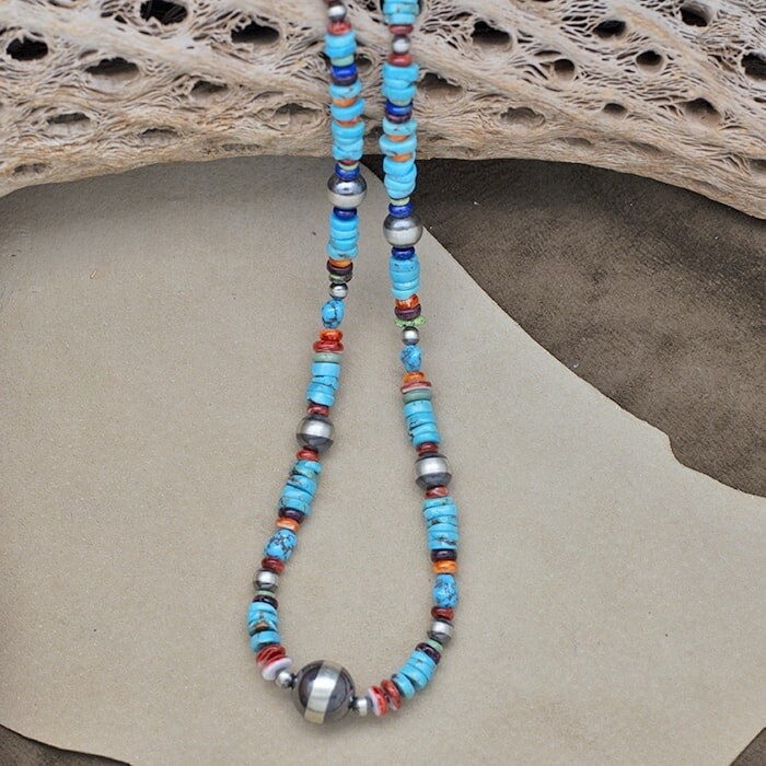 BIL 410 Daniel Coriz extra long turquoise necklace