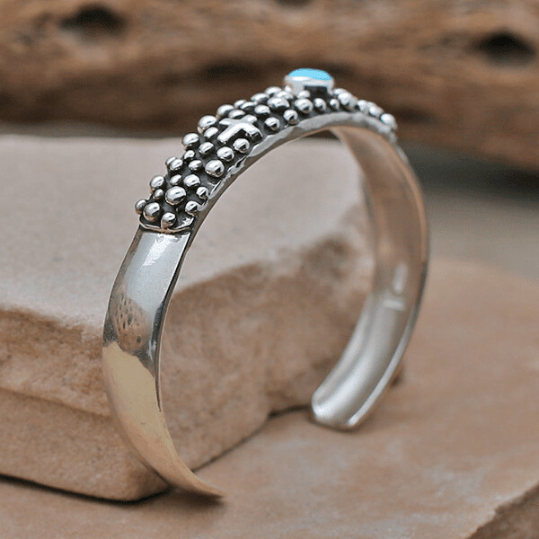 Thin 3/8" Turquoise bracelet with Rain Drop design