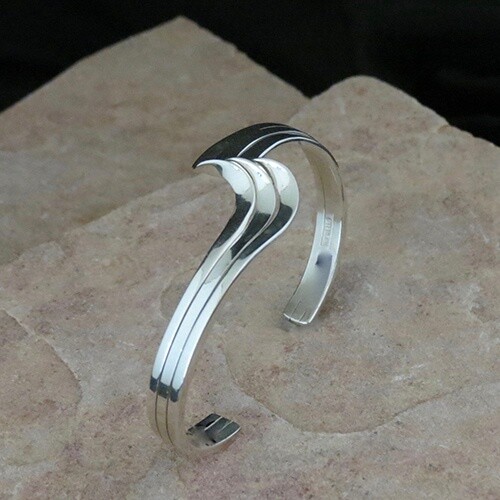 Triple Wave design sterling silver bracelet