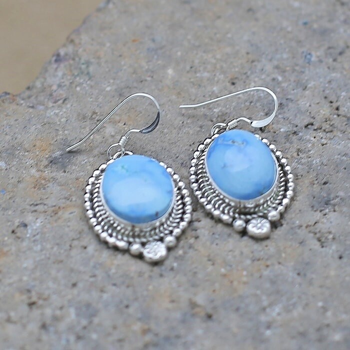 round dangle earrings w/ Golden Hills turquoise-ANA 1524
