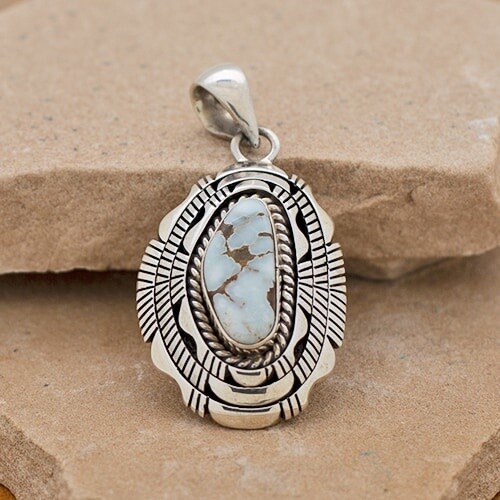 Dry Creek Turquoise pendant w/ triangle wire setting