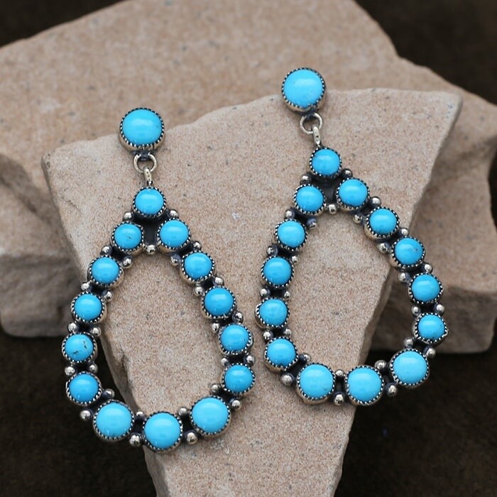 Large earrings with Sleeping Beauty turquoise - Zuni 199