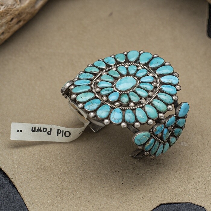 Lone Mtn turquoise cluster bracelet-Pawn