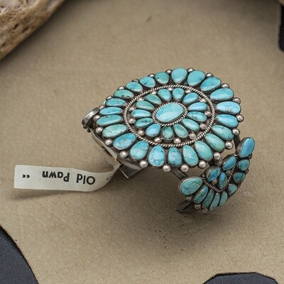 Lone Mtn turquoise cluster bracelet-Pawn