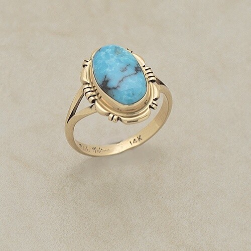 14kt gold ring with Kingman Turquoise
