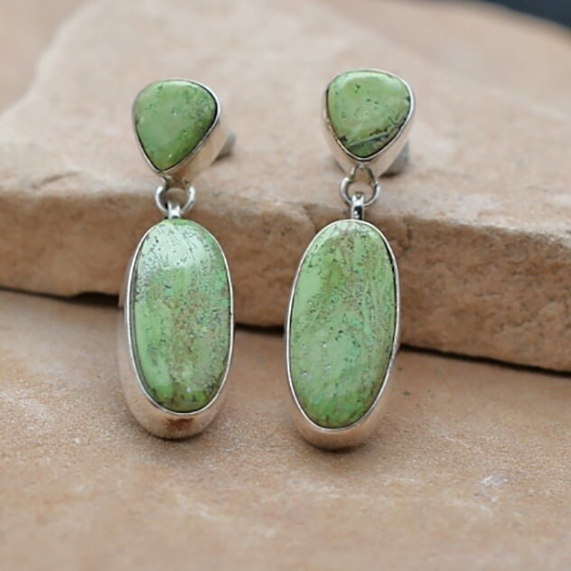 ANA 1355 Long double dangle gaspeite earrings