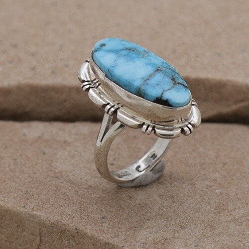Kingman Turquoise oval stone ring-ANA 1421