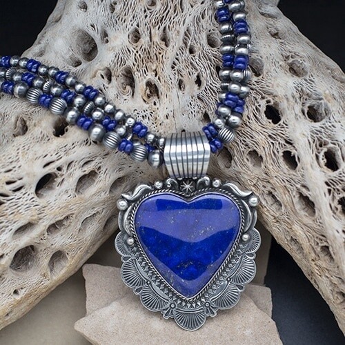 Heart shaped Necklace set in Lapis BC 1352