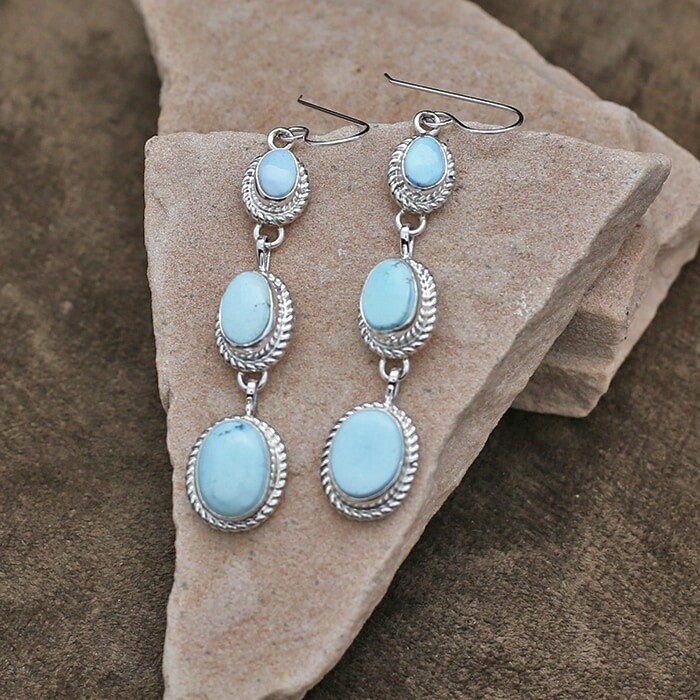 Triple dangle Golden Hills turquoise earring- ANA 1484