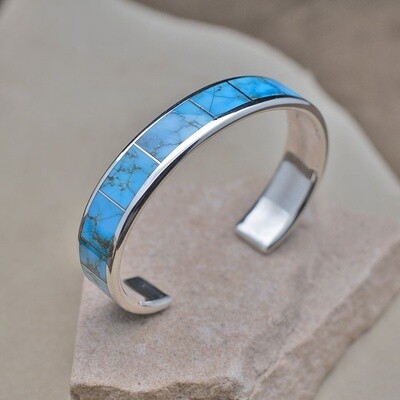 Kingman turquoise inlay cuff bracelet