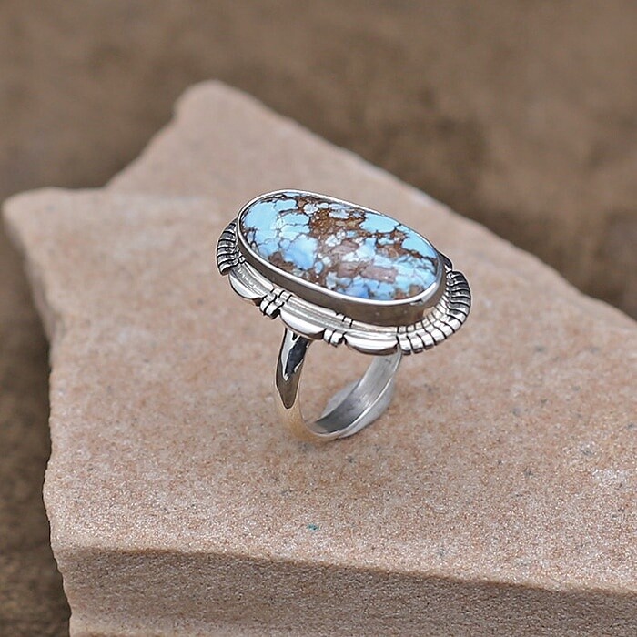 Oval stone Golden hills turquoise ring- ANA 1478