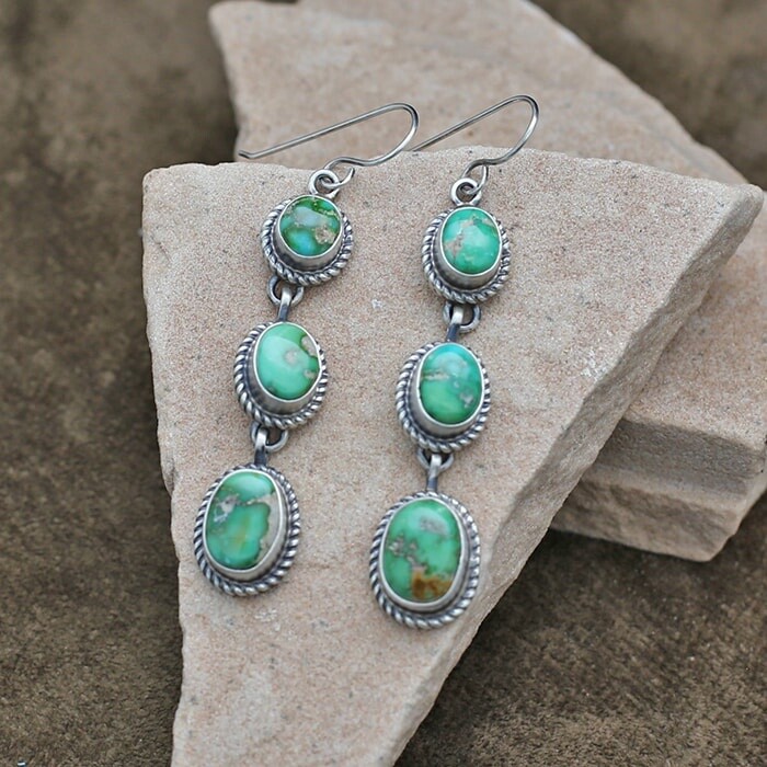 Satin finish dangle earrings by artist Shirley Henry-ANA 1489