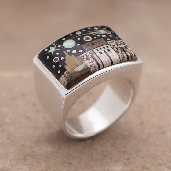 ADOBE PUEBLO RING BY FRED BEGAY
