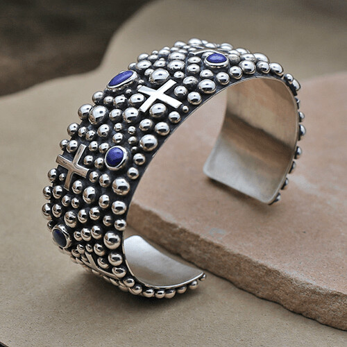 D. Wylie-wide bracelet-Rain Drop Design with Lapis