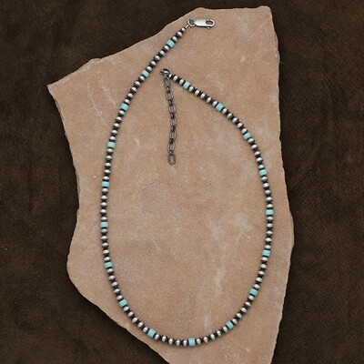 SWS 193 Small 16" Navajo pearls with genuine turquoise beads