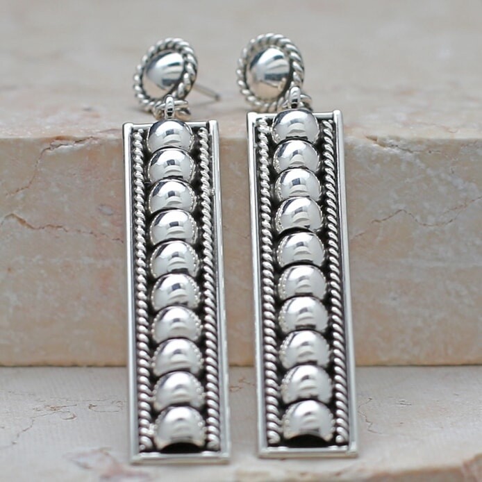 BIL 290  Extra long dangle earrings- Navajo artist Tom Charley