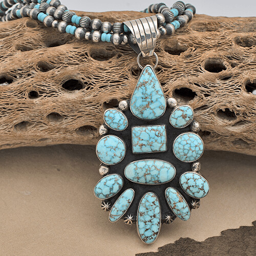 Kingman waterweb turquoise pendant &amp; necklace