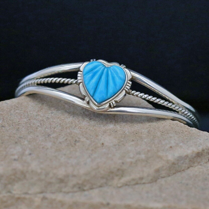 ANA 1255 Turquoise Heart Cobblestone  cuff bracelet