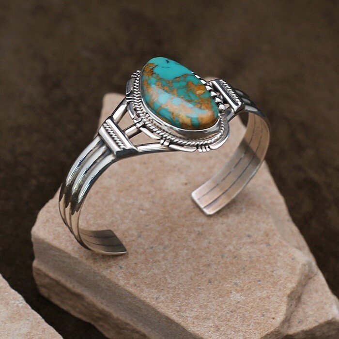 Royston turquoise bracelet by artist Jeffery Nelson-ANA 1490