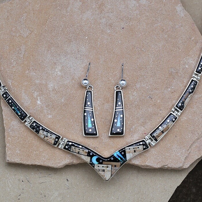 Adobe Pueblo V-collar necklace set-AP 126