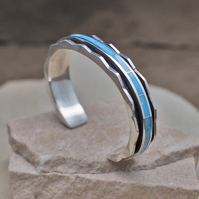 71g Zuni Larry Loretto インレイ バングル 20mm幅 Larry Loretto channel inlay bracelet
