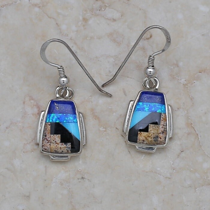 Blue Rug Pattern dangle earrings-SR 2360