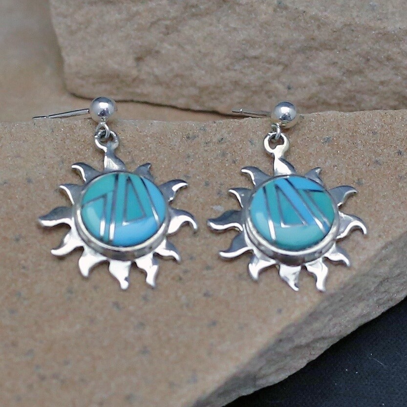 James Lee -Turquoise  Dangle Sun earrings