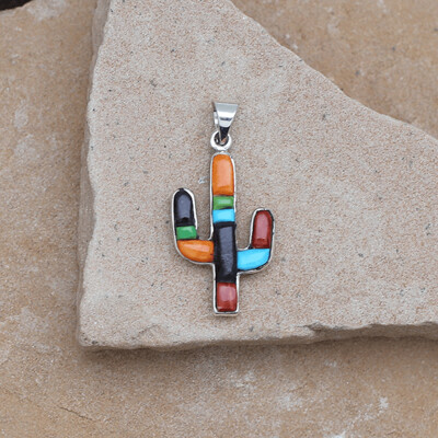 Small Cactus Multi-Color reversible pendant