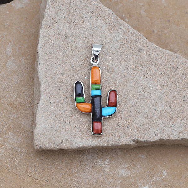 Small Cactus Multi-Color reversible pendant