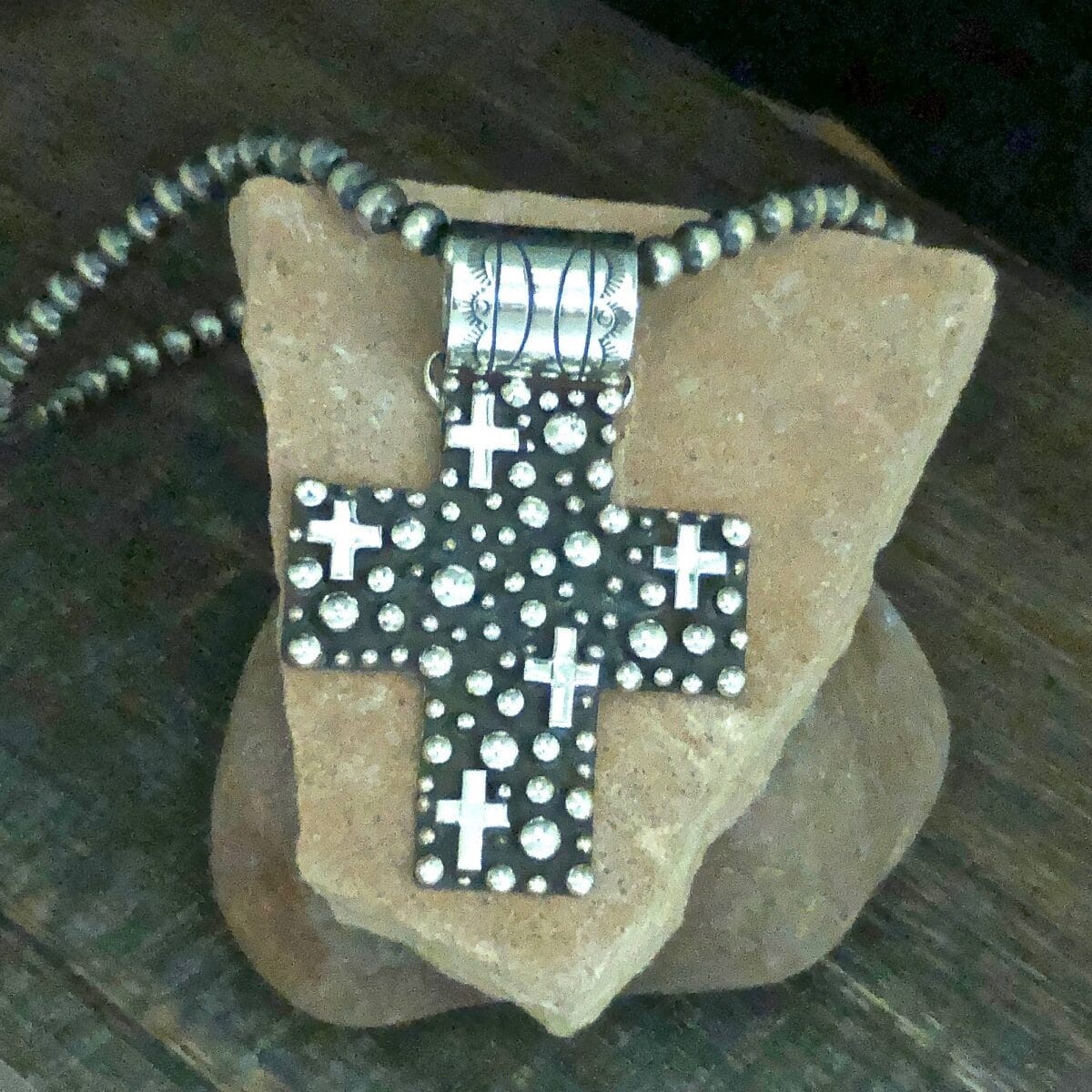 D. Wylie Navajo Large Cross Pendant-Rain Drop design