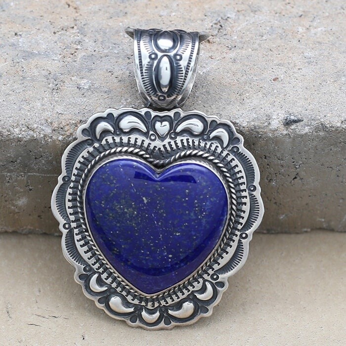 Darryl Becenti large Lapis pendant- BC 1390