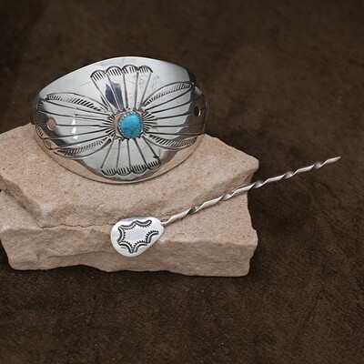 Medium sized Navajo hair pin with turquoise