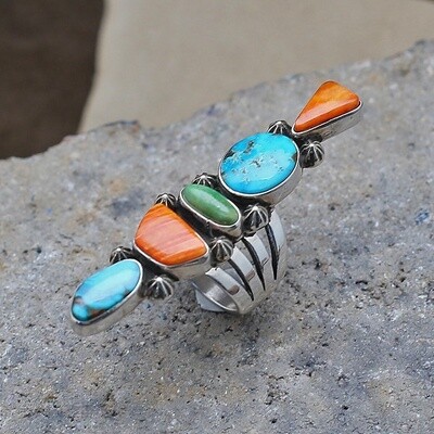 Narrow multi-color &quot;picasso&quot; ring