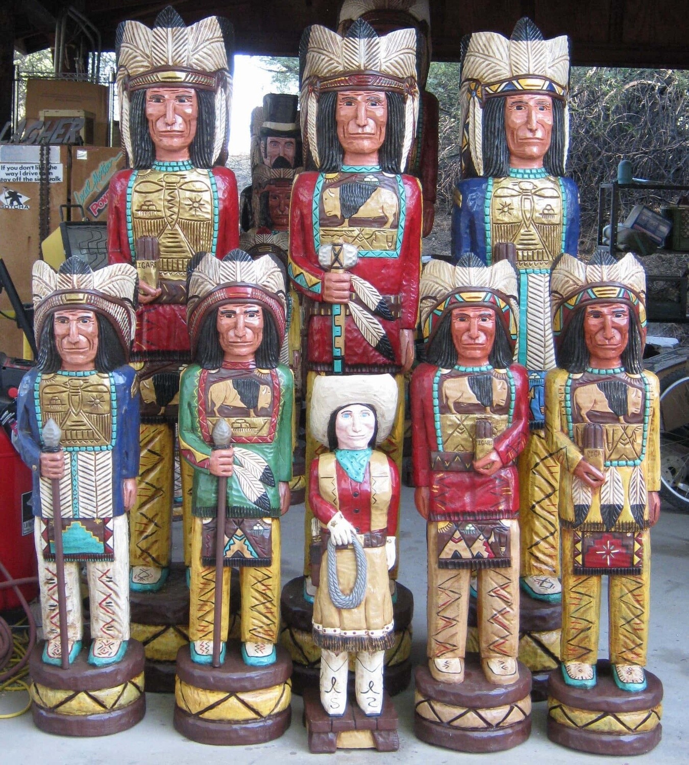 FG 101 -Hand Carved Cigar Store Indians 2ft -6ft