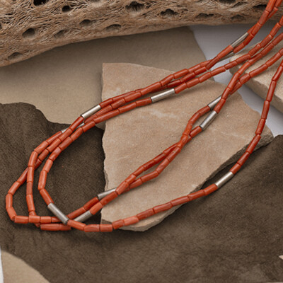 Vintage 3-strand Coral necklace-Circa 1950