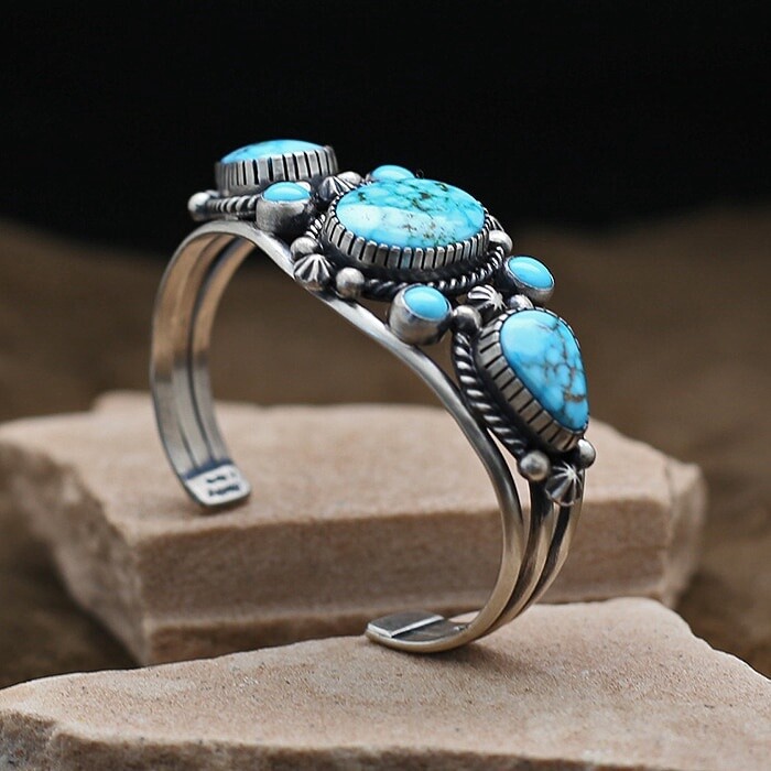 High grade Sonoran Blue turquoise bracelet