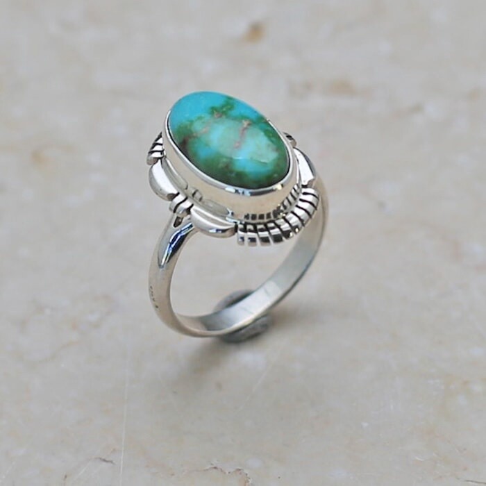 Small oval Sonoran gold turquoise ring-ANA 1511
